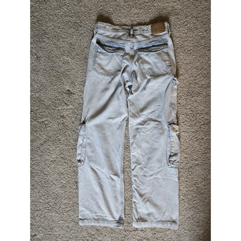 Aeropostale 00 Utility Straight LowRise Cargo Jeans Light Wash Grunge Y2k Skater - Picture 8 of 13